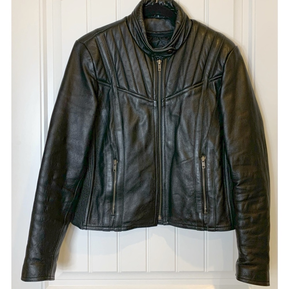 Unik Premium Black Leather Jacket Women’s Size Small with Liner